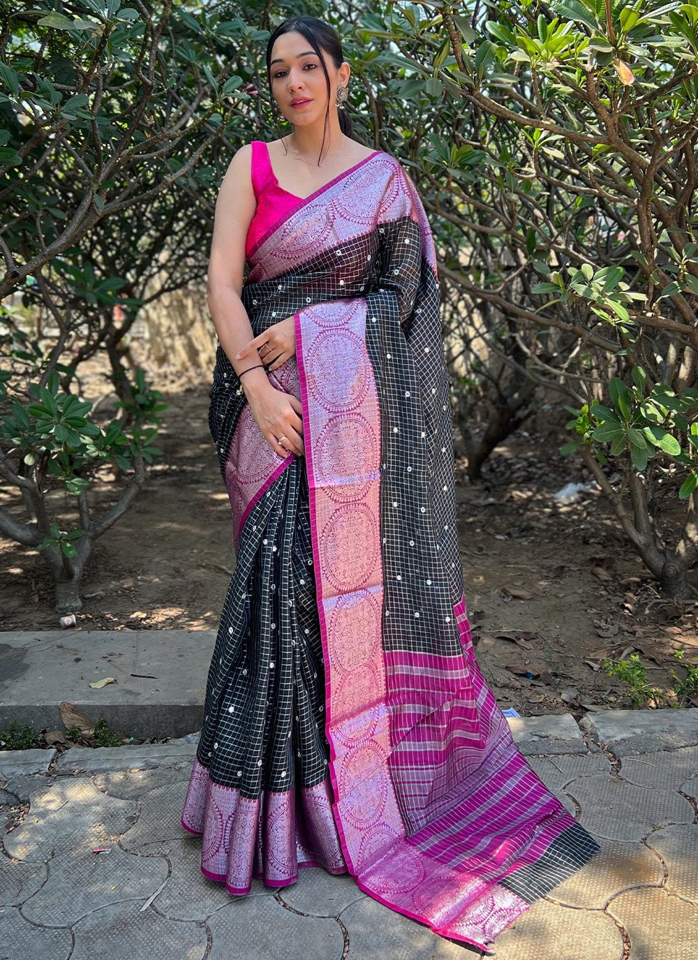 Contemporary Organza Multi Colour Jacquard Work Saree