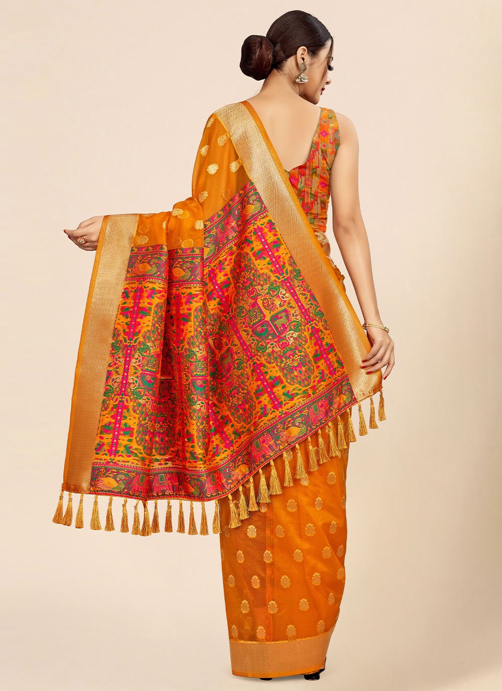 Trendy Saree Organza Mustard Weaving Saree