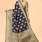 Classic Organza Blue Woven Saree