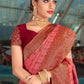 Contemporary Organza Peach Embroidered Saree