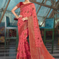 Contemporary Organza Peach Embroidered Saree