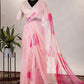 Classic Organza Pink Floral Patch Saree