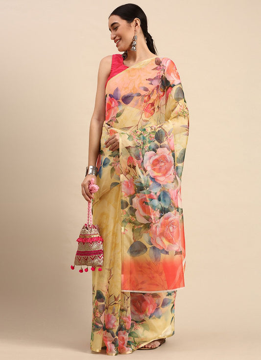 Casual Organza Multi Colour Print Saree