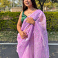 Classic Organza Purple Embroidered Saree