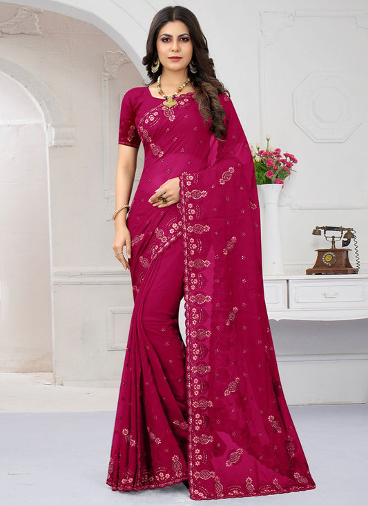 Classic Organza Rani Diamond Saree