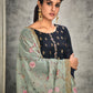 Salwar Suit Organza Silk Blue Hand Work Salwar Kameez