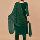 Salwar Suit Jacquard Organza Green Lace Salwar Kameez