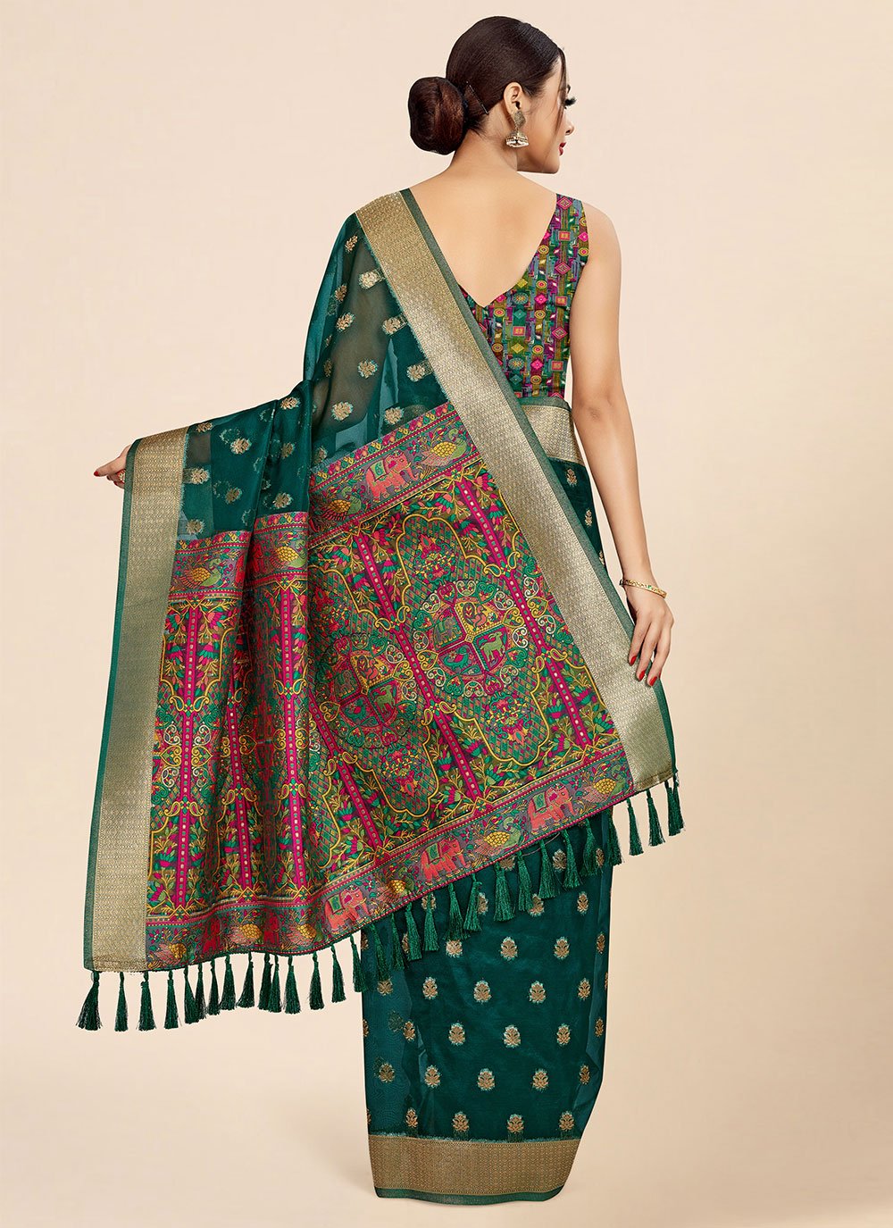 Classic Organza Green Weaving Saree