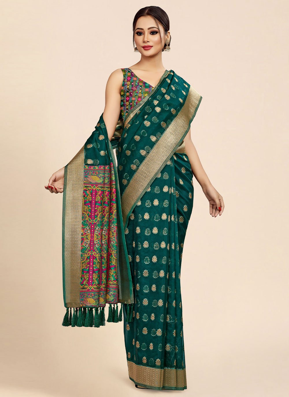 Classic Organza Green Weaving Saree