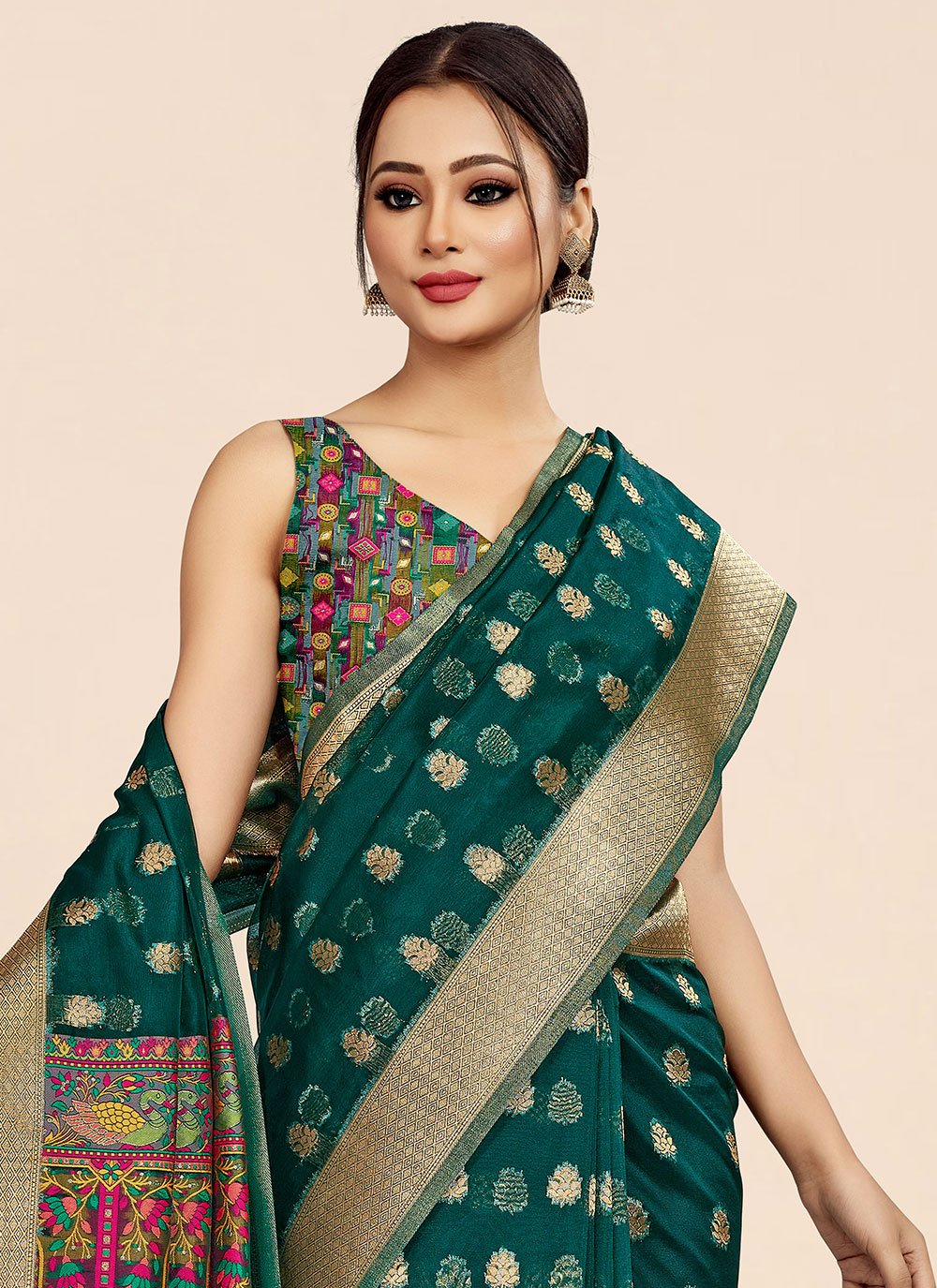 Classic Organza Green Weaving Saree