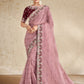 Classic Organza Pink Embroidered Saree
