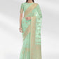 Classic Organza Sea Green Zari Saree