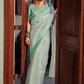 Contemporary Organza Sea Green Lace Saree