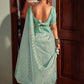Contemporary Organza Sea Green Lace Saree