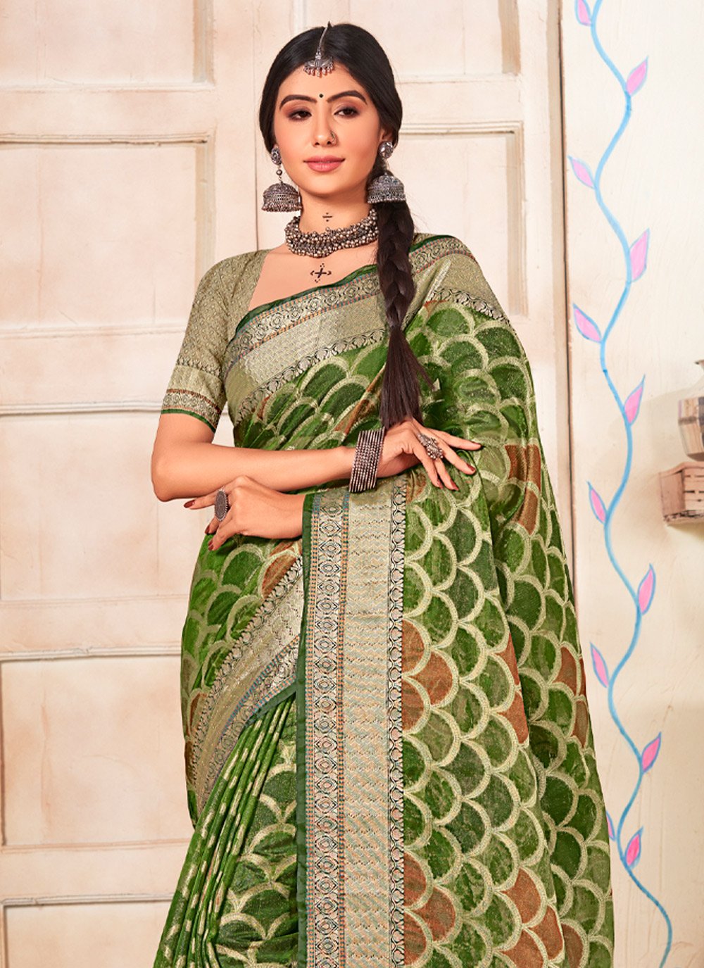 Trendy Saree Organza Multi Colour Fancy Work Saree