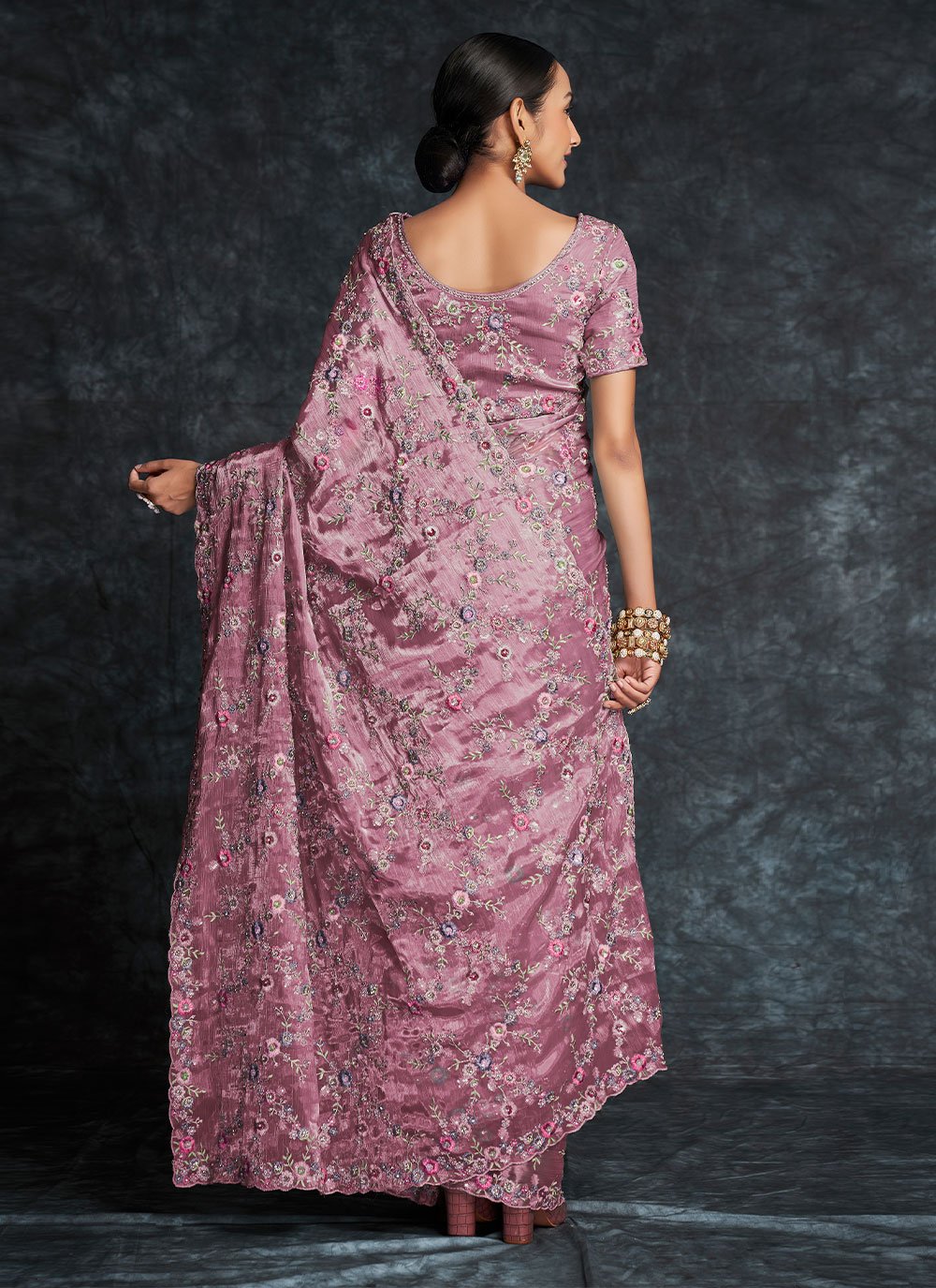 Trendy Saree Organza Purple Embroidered Saree