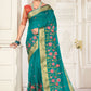 Trendy Saree Organza Blue Embroidered Saree