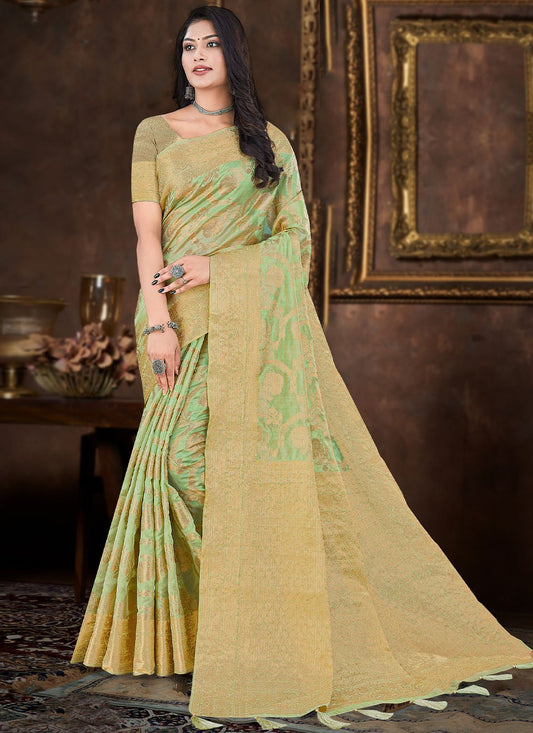 Classic Organza Silk Green Weaving Saree