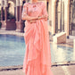 Ruffle Saree Organza Peach Dori Work Saree