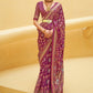 Classic Brasso Organza Wine Weaving Saree