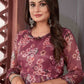 Casual Kurti Organza Wine Floral Patch Kurtis