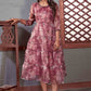 Casual Kurti Organza Wine Floral Patch Kurtis