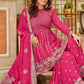 Palazzo Salwar Suit Chinon Rani Embroidered Salwar Kameez