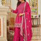 Palazzo Salwar Suit Chinon Rani Embroidered Salwar Kameez