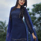 Palazzo Salwar Suit Faux Georgette Blue Embroidered Salwar Kameez