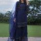 Palazzo Salwar Suit Faux Georgette Blue Embroidered Salwar Kameez