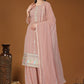 Palazzo Salwar Suit Georgette Pink Embroidered Salwar Kameez