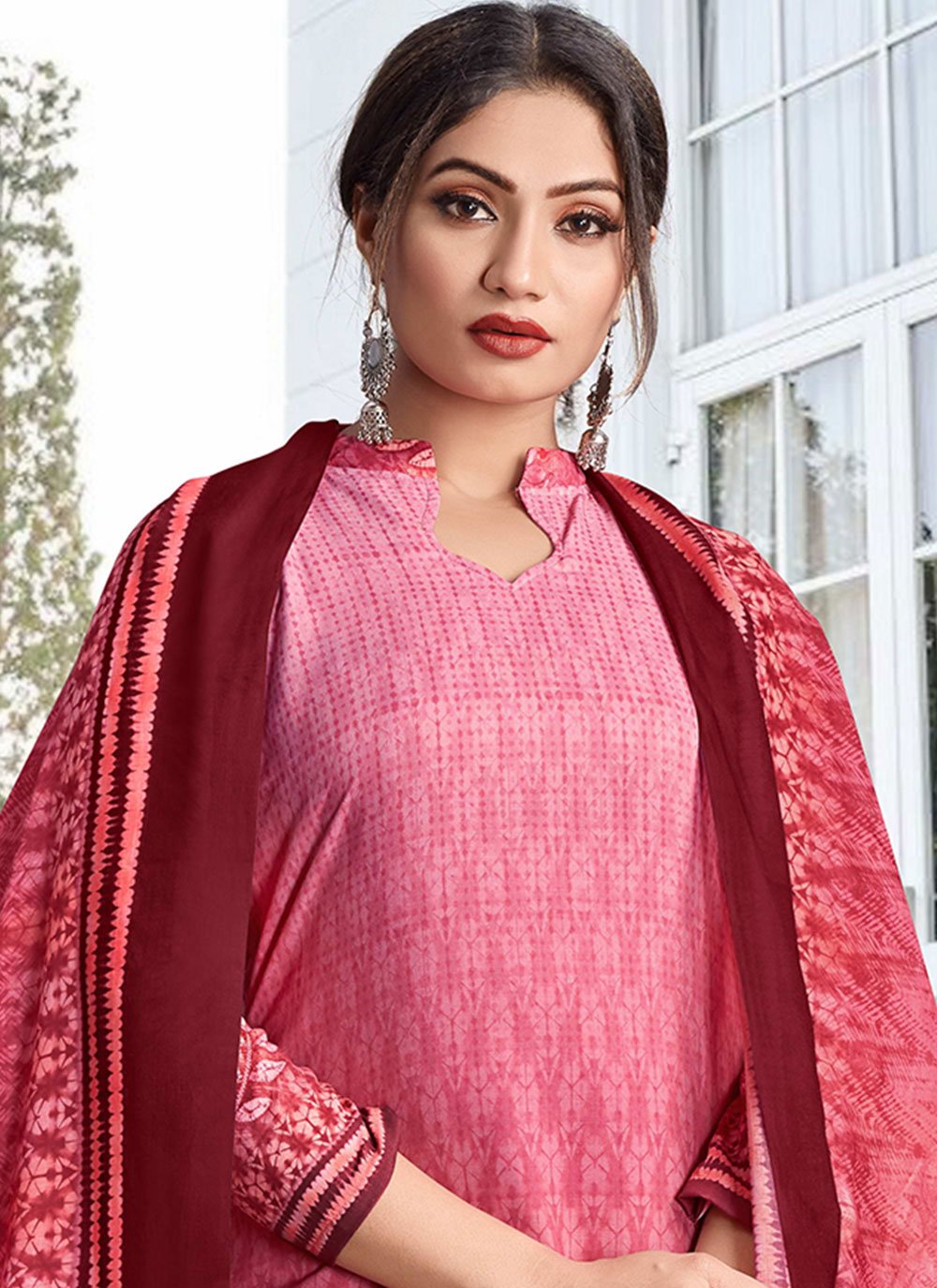 Palazzo Salwar Suit Cotton Pink Digital Print Salwar Kameez