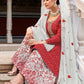 Palazzo Salwar Suit Chinon Red Embroidered Salwar Kameez