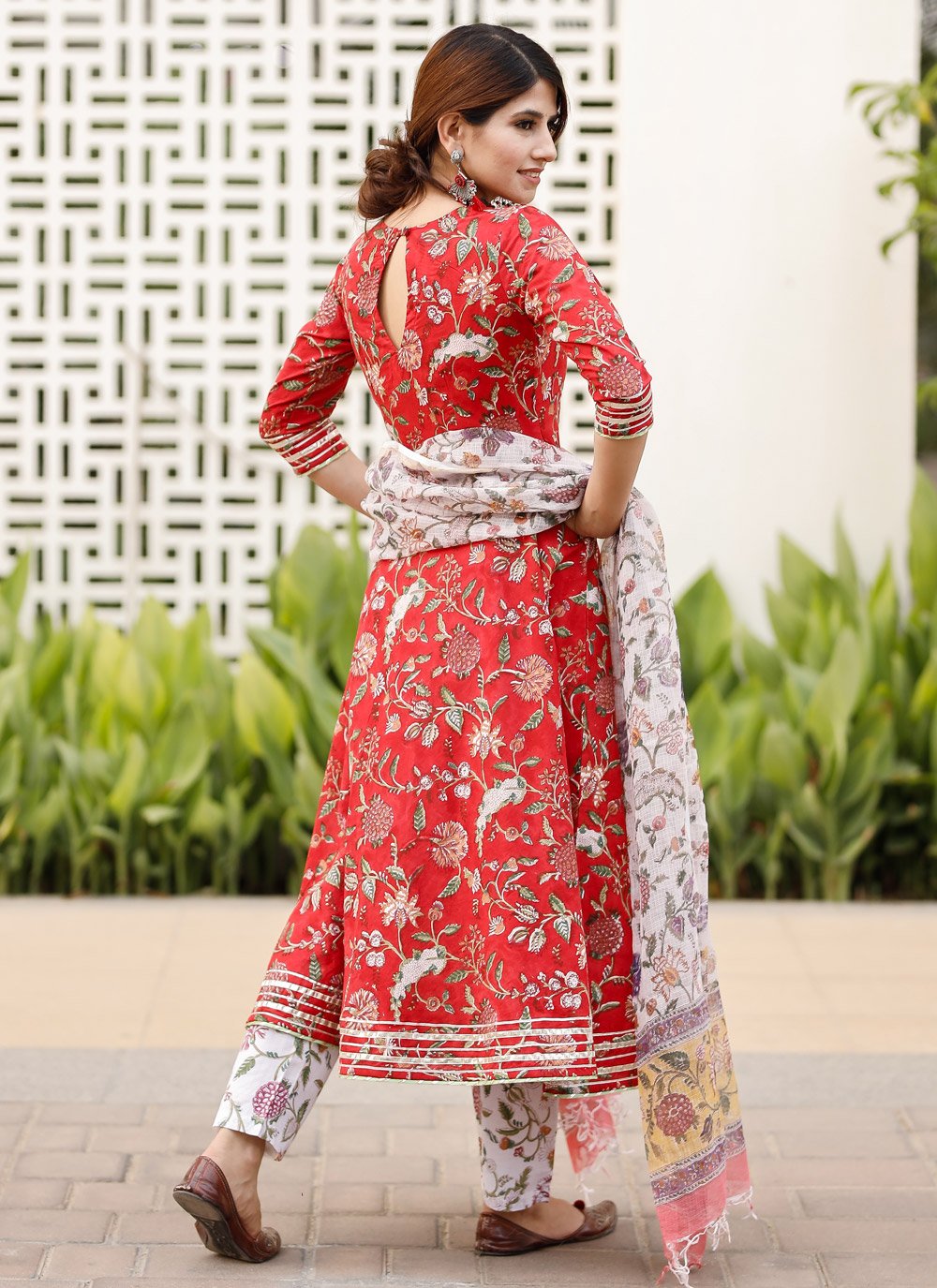 Pant Style Suit Cotton Red Digital Print Salwar Kameez