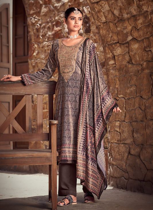 Pant Style Suit Velvet Multi Colour Digital Print Salwar Kameez