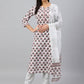 Pant Style Suit Cotton White Floral Patch Salwar Kameez