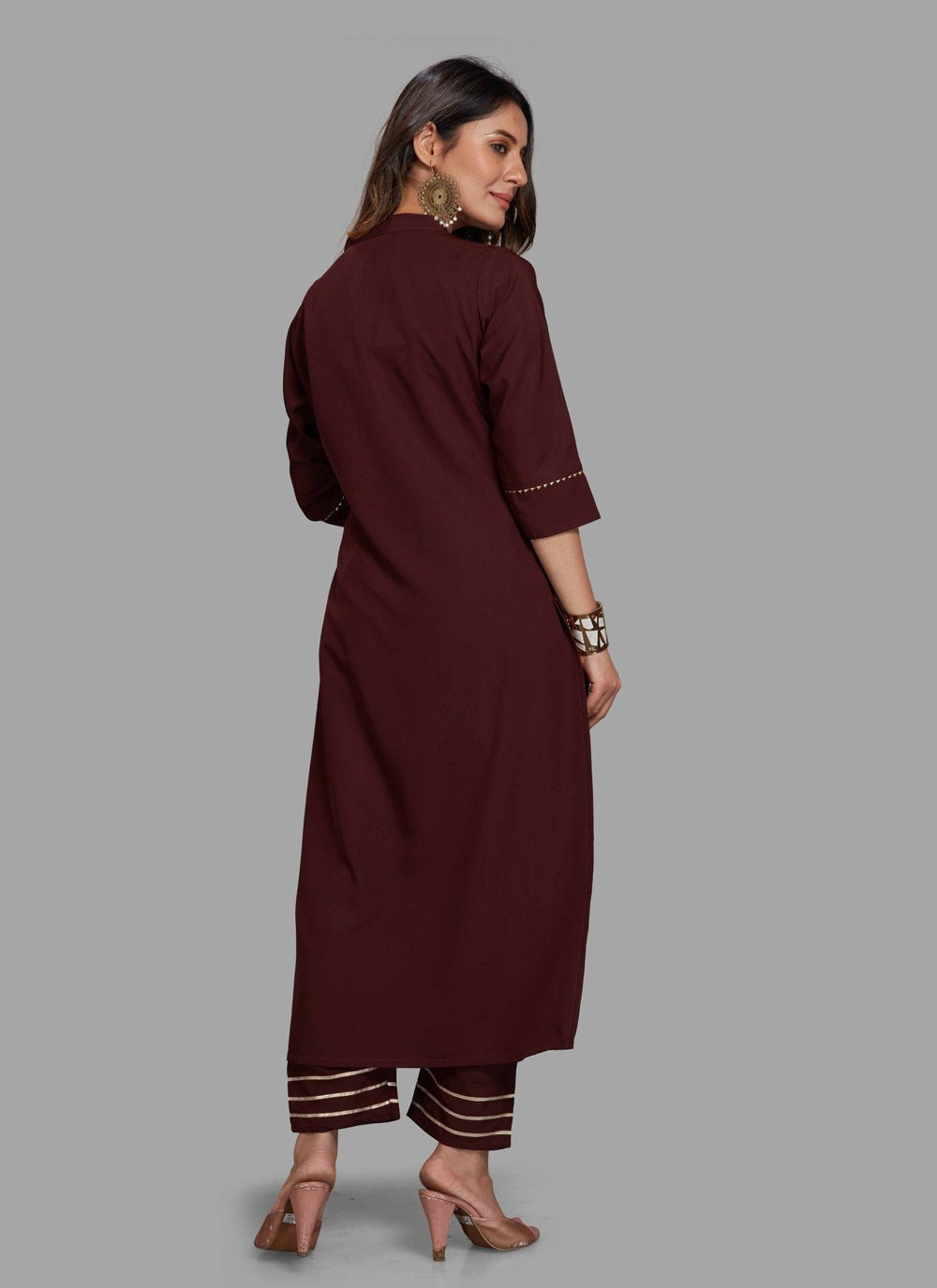 Pant Style Suit Blended Cotton Maroon Print Salwar Kameez