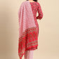 Pant Style Suit Cotton Pink Floral Patch Salwar Kameez