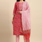 Pant Style Suit Cotton Pink Floral Patch Salwar Kameez