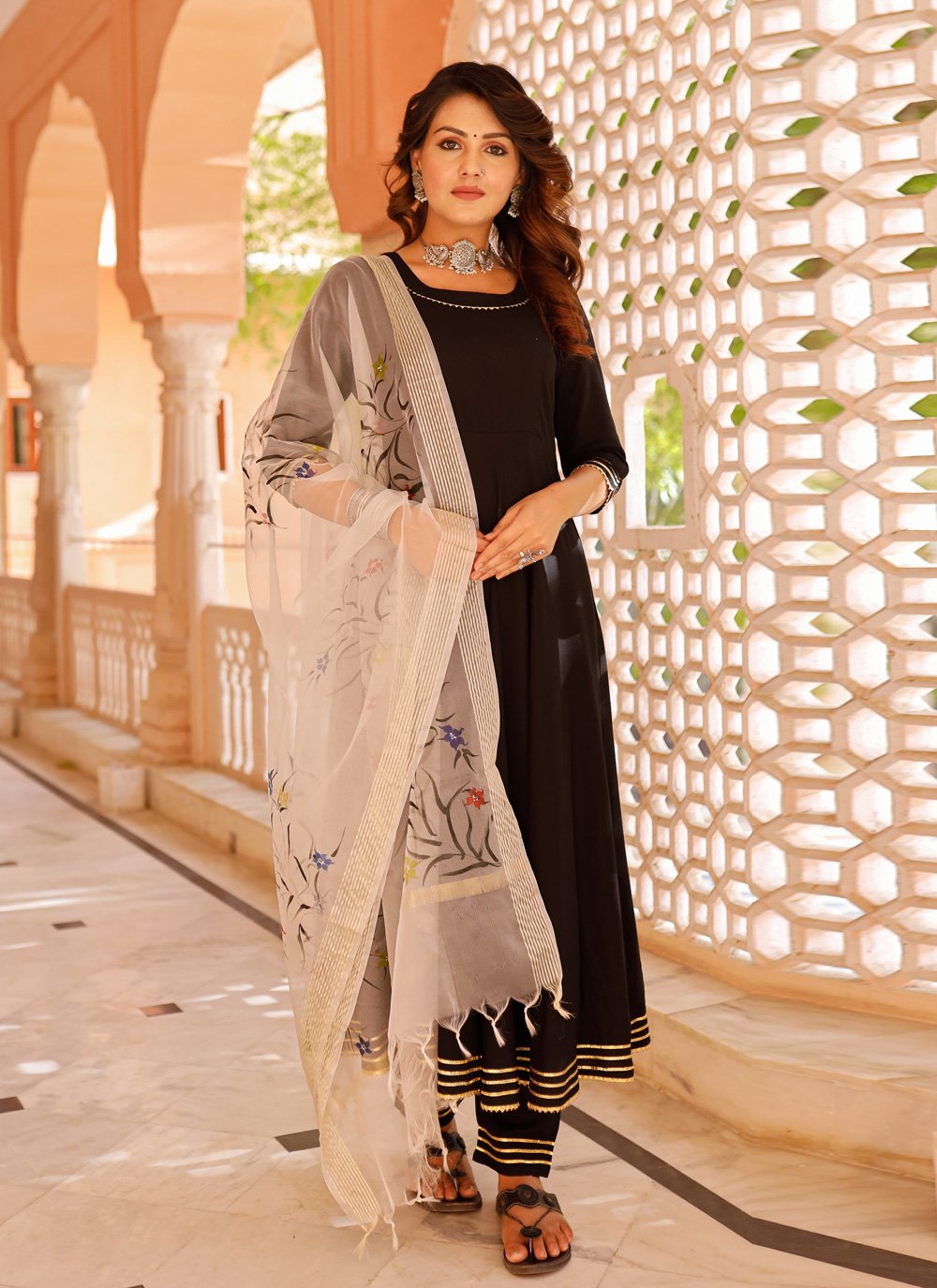 Pant Style Suit Rayon Black Fancy Work Salwar Kameez