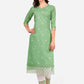 Pant Style Suit Blended Cotton Green Embroidered Salwar Kameez