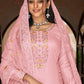 Pant Style Suit Faux Georgette Pink Embroidered Salwar Kameez