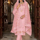 Pant Style Suit Faux Georgette Pink Embroidered Salwar Kameez