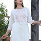 Party Wear Kurti Cotton White Embroidered Kurtis