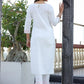 Party Wear Kurti Cotton White Embroidered Kurtis