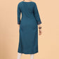 Party Wear Kurti Rayon Viscose Blue Embroidered Kurtis