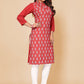 Party Wear Kurti Faux Crepe Red Print Kurtis