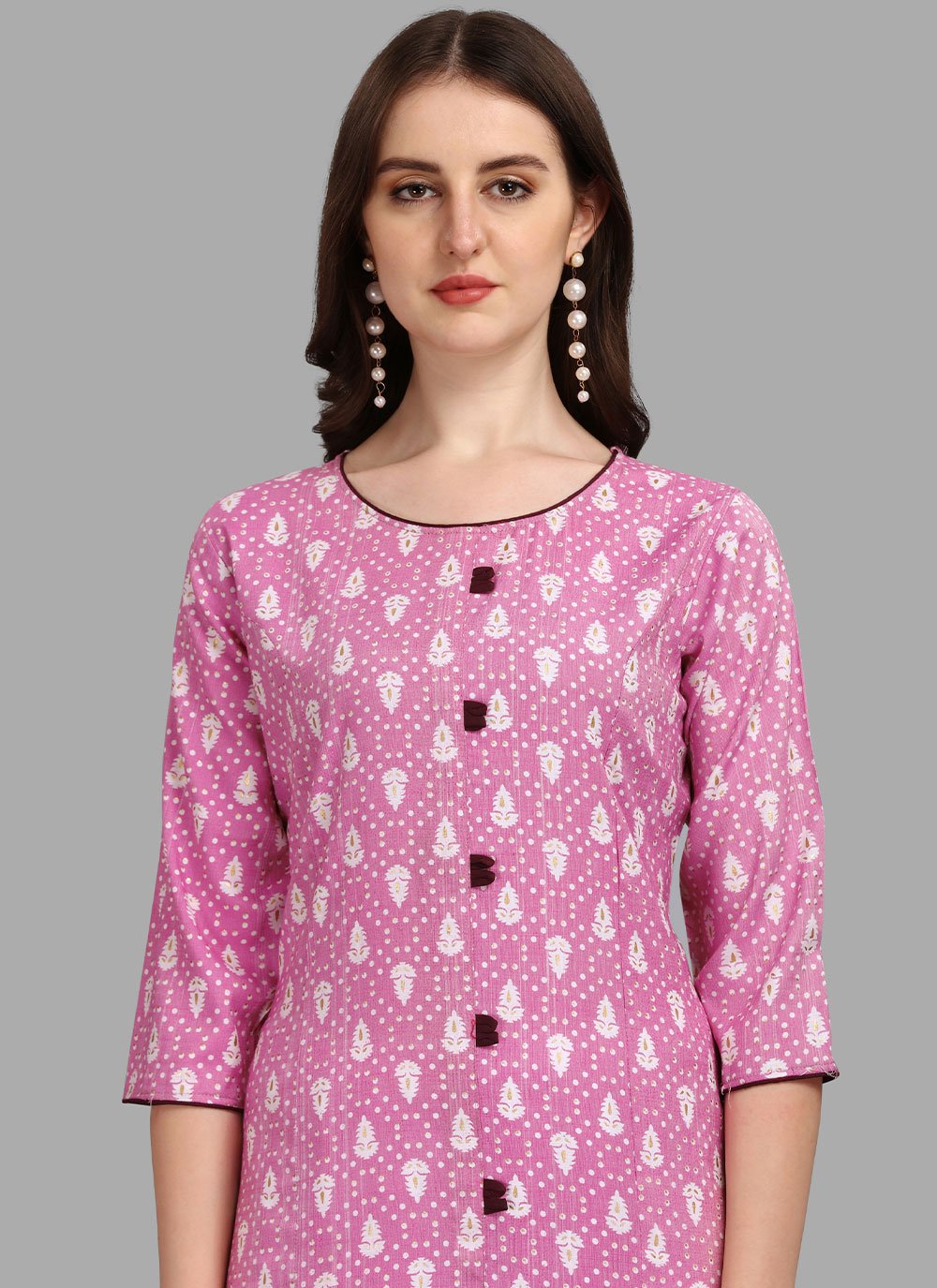 Party Wear Kurti Rayon Pink Print Kurtis