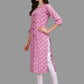 Party Wear Kurti Rayon Pink Print Kurtis