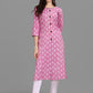 Party Wear Kurti Rayon Pink Print Kurtis